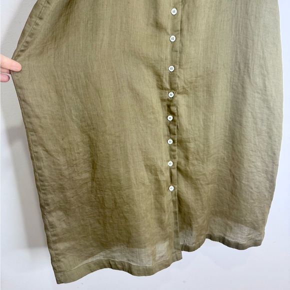 Frame Denim Ruffle Strap Back Button Dress in Moss - Picture 9 of 12